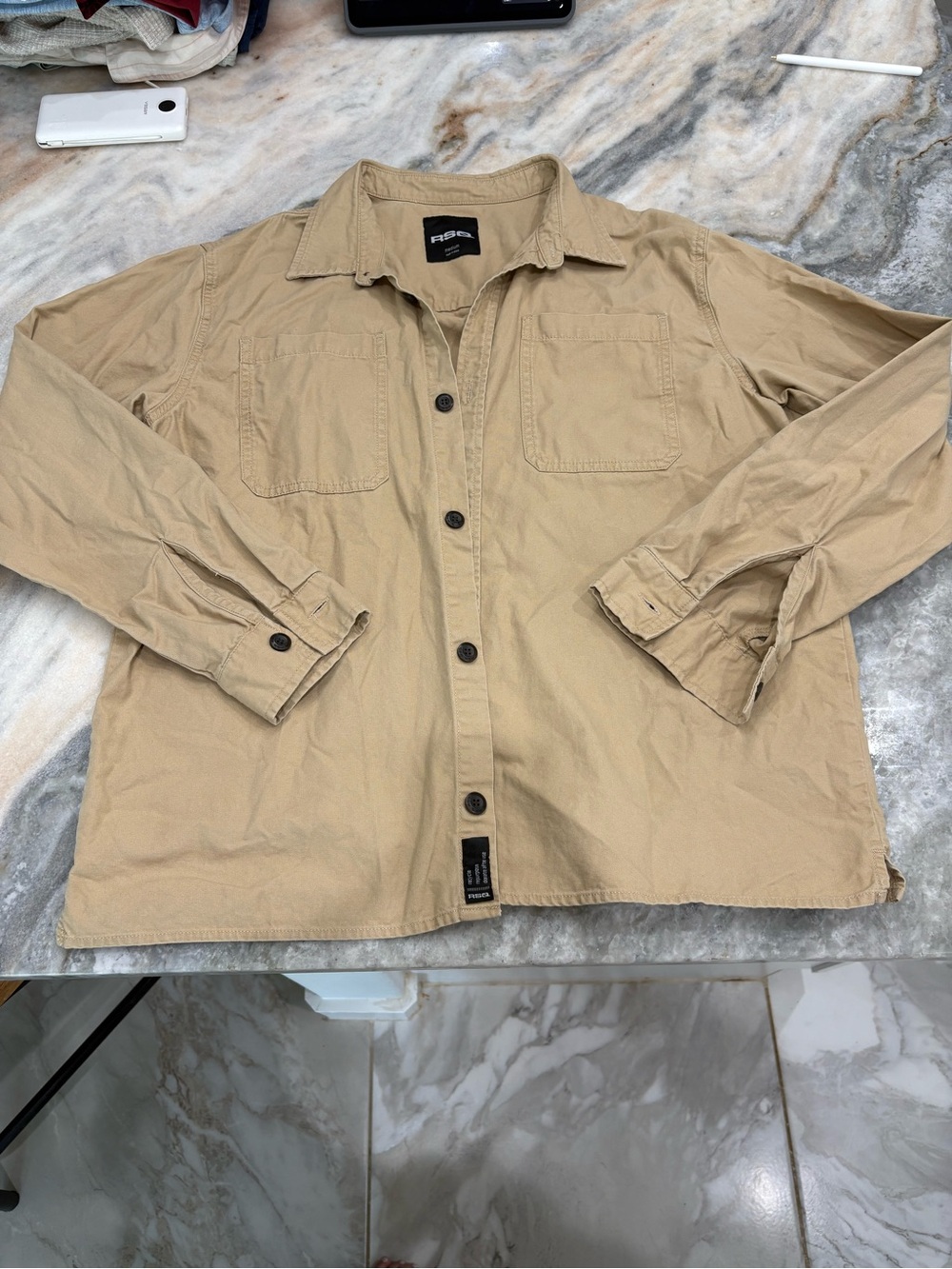 RSQ Tan Button-Up Shirt Jacket - Picture 2 of 8